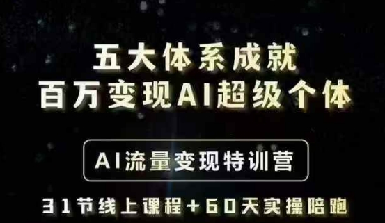 五大体系成就百万变现AI超级个体- AI流量变现特训营，一步一步教你一个人怎么年入百W【口播为主】